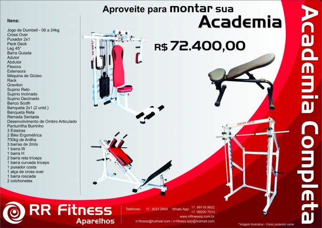Academia Completa, Fitness, Aparelhos de Musculação, RR Fitness