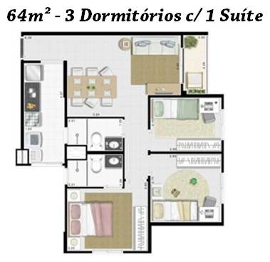 Apartamentos 2 e 3 Dormitórios c/ 1 Suíte - Areia Branca