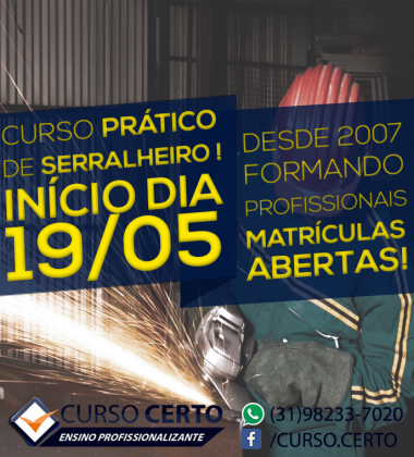 Curso de serralheiro em BH