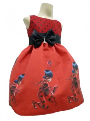 Vestido Ladybug Miraculous Infantil Vestido De Festa Tam 01 ao 06 Tia Gina.