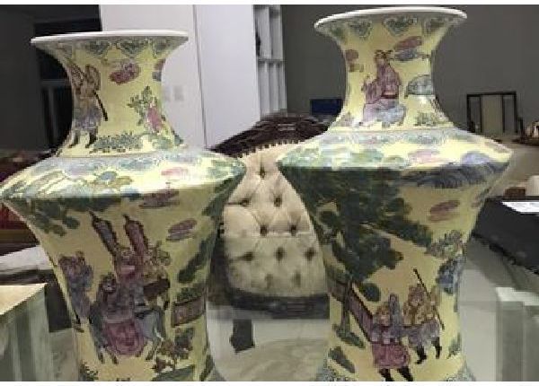 Conjunto de vaso de porcelana chinesa - Objetos de decoração