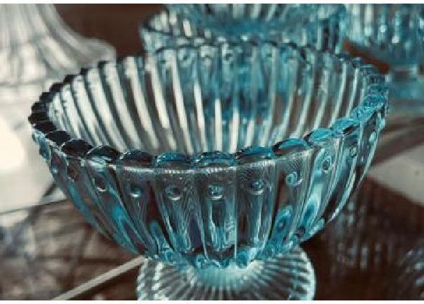 Potes de vidro para sobremesa azul tífane - Usado