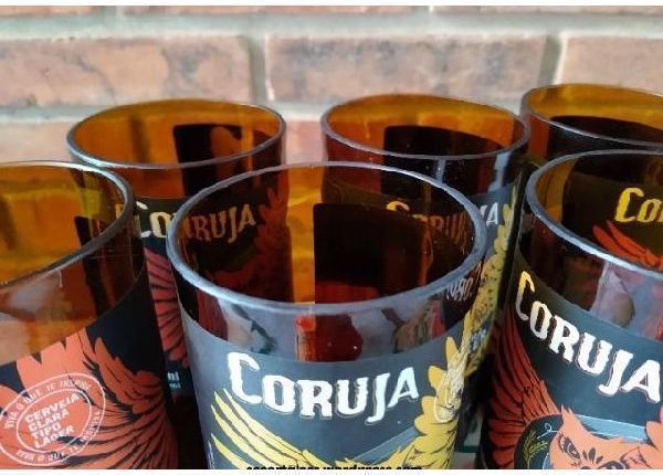 Conjunto 6 Copos Artesanais De Vidro em Garrafa de Cerveja Coruja 500ml - Novo