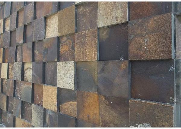 Pedra Ferro Basalto Ferrugiminoso Mosaico Xadrez 3D Parede Promoção Magnifique - Objetos de decoração