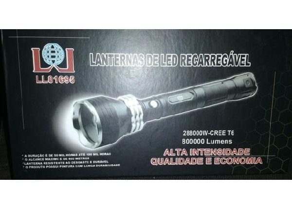 Lanterna De Led Recarregável Tática LL *00W 800000 Lumes - Novo