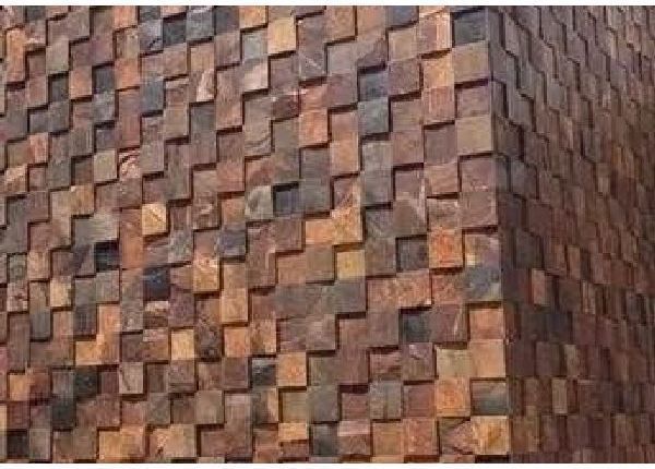 Pedra Ferro Basalto Ferrugiminoso Mosaico Xadrez 3D Parede Promoção Magnifique - Objetos de decoração
