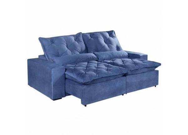 Sofá Retrátil E Reclinável Elegance 4 Lugares 2, 30m Tecido Suede Azul - Sofás e poltronas