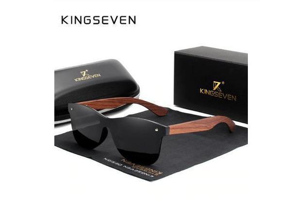 Óculos de sol Kingseven estilo de madeira natural homem polarizado - Novo