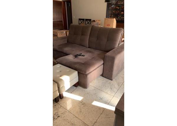 Sofá de couro tipo chaise de dois lugares - Sofás e poltronas