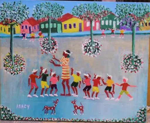 Aracy artista naif tema cobra cega medida 50x40