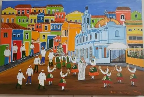 FESTA NO BIXIGA - SP - ( ACHIROPITA) PINTURA DE A. ALMEIDA - 40X60