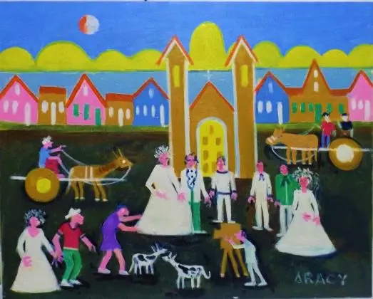 Aracy tema casamento no sitio medida 50x40 acrilica sobre tela