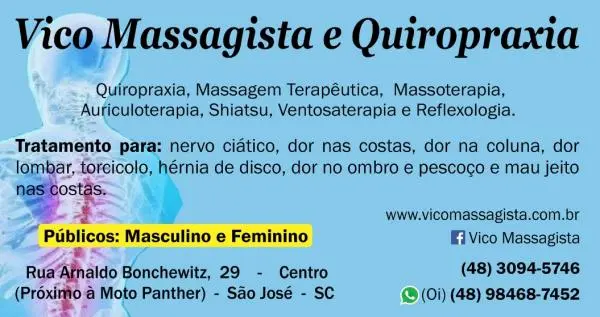 Massagista em São José SC nervo ciático, dores nas costas, dores na coluna, dores lombares, hérnia de disco, bico de papagaio