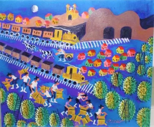 AECIO TEMA COLHEITA DE CAFE MEDIDA 50X40