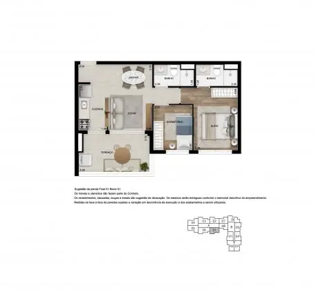 Apartamentos de  55m2 a 85m2 2 a 3 Dormitórios 1 Suíte