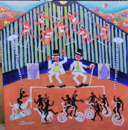 Aécio tema palhaço equilibrista medida 60x60
