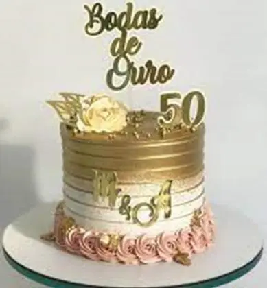 Bolo de Bodas de Ouro 50 Anos - Essence_Candy