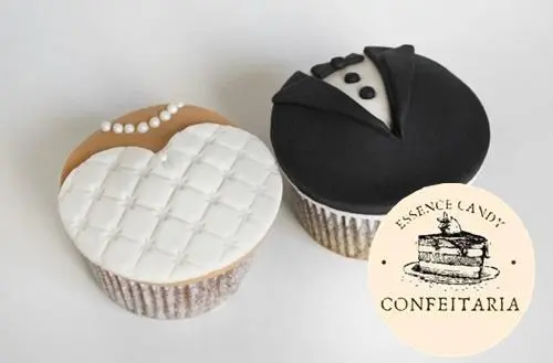 Cupcake de Pasta Americana Noivo e Noiva - Essence Candy