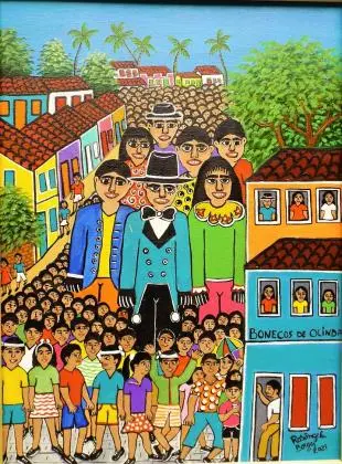 Rosângela Borges tema bonecões de Olinda medida 40x30