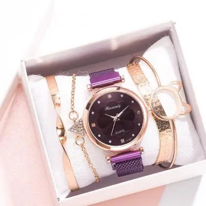 Conjunto - Relógios Feminino de Quartzo + 5 Pulseiras