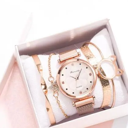 Conjunto - Relógios Feminino de Quartzo + 5 Pulseiras