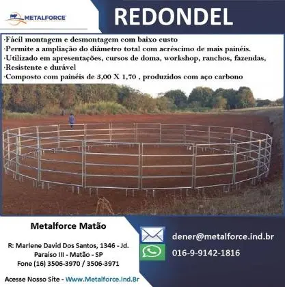 Redondel metálico móvel para cavalos  - Metalforce