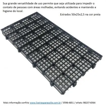 Piso estrados pallet plástico modelo leve 50x25x2, 5