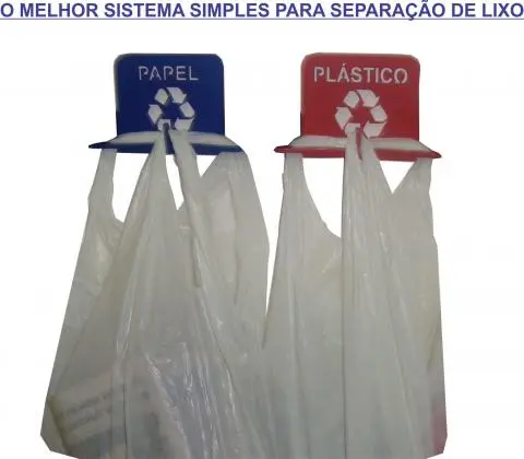 Lixeiras parede compactas-separação  coleta seletiva