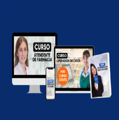 CURSO ATENDENTE DE FARMÁCIA + OPERADOR DE CAIXA + ATENDENTE DE LOJA + 3 CERTIFICADOS REGISTRADOS