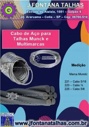 CABO DE AÇO PARA TALHA MUNCK