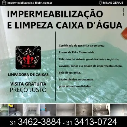 Limpeza e impermeabilização de caixas de água em Belo Horizonte