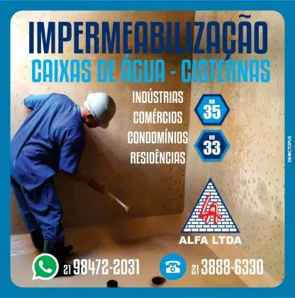 Alfa serviços de impermeabilização de cisternas em Niteroí - RJ
