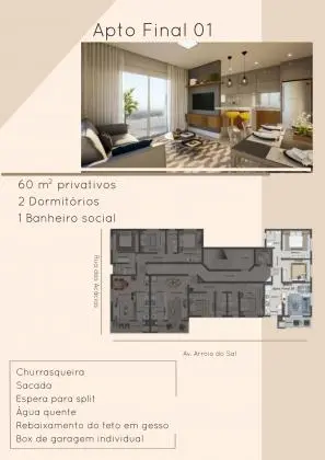 Apto 2 ou 3 Dorm sendo 1 suite - Arroio do Sal