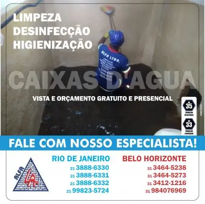 Alfa serviços de limpeza de caixa de água em Ilha do Governador - RJ