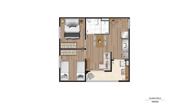 Apartamento de 2 dormitórios no Bosque Maia