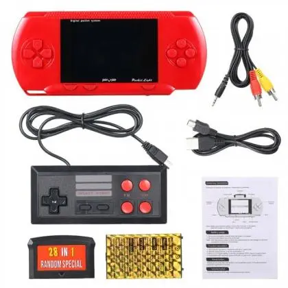 Game Console 8-bit Retro Portátil 132 Jogos em 1 + Cartucho com 28 Jogos e 1 Controle - Loja Eletrovendas