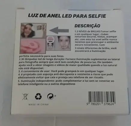 Luz de Anel Led Self para Celular 3 Níveis de Brilho Marca Lotus - Loja Eletrovendas