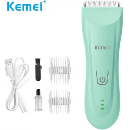 Máquina de Cortar Cabelo Infantil 100-240v Verde Kemei - KM-811 - Loja Eletrovendas