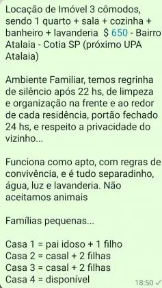 Aluga-se casa de 3 cômodos Cotia SP