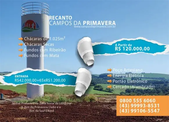 Chácara Venda Londrina Jardim Primavera Zona Norte Pagamento Parcelado