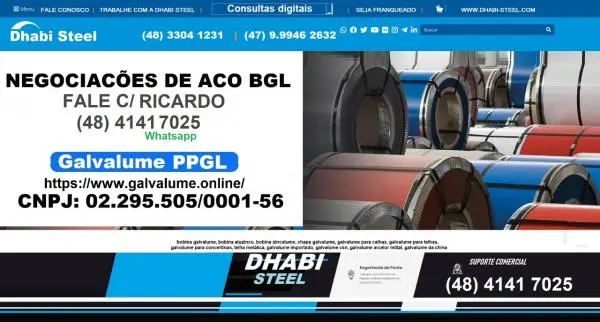 Antes de fechar fale sobre galvalume com a Dhabi Steel