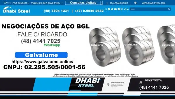 Antes de fechar fale sobre galvalume com a Dhabi Steel