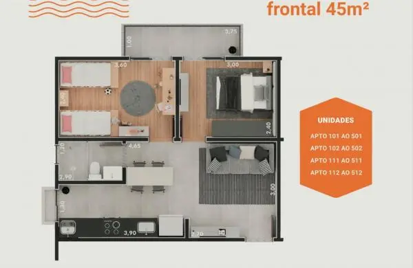 Apartamento 2 quartos - no centro de Bicas