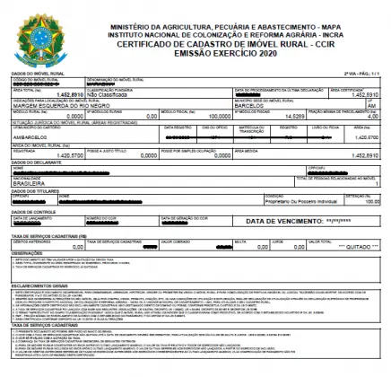 PROPRIEDADE REGISTRADA - COM TÍTULO DEFINITIVO; GEO; ITR; CAR; CCIR; ADA