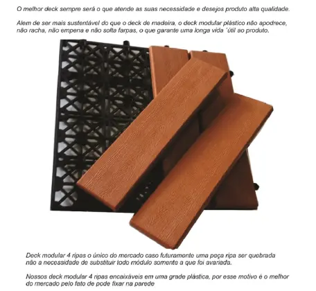 Deck Modulares Madeira Plástico Ecológico, entrega Rio Grande do Sul