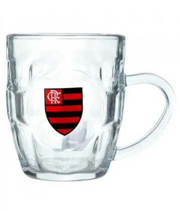 Caneca Vidro grande 310ml Com Abridor - Flamengo
