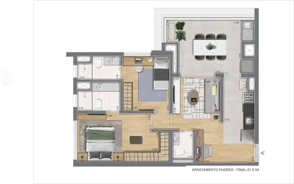 Apartamentos, Pinheiros - 2 suítes e vaga