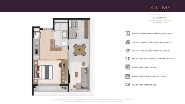 Apartamentos Studios e 1 dormitório