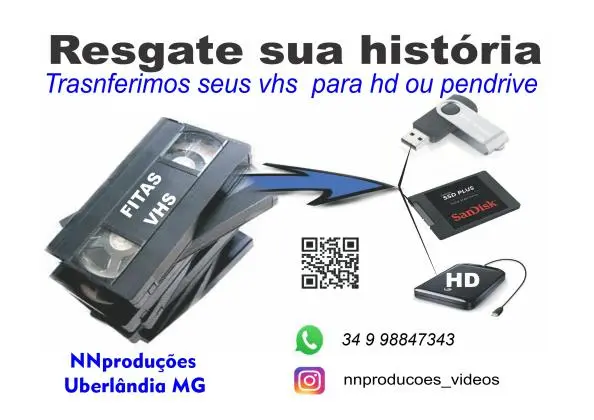 Transferimos seus vhs, dvd, cd, fita k7, super 8 para pendrive, hd, ou nuvem 34 998847343 Nilson