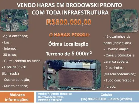 Vendo Haras em Brodowski pronto com toda infraestrutura - Ótima Localização